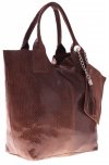 Kožené kabelka shopper bag Genuine Leather hnedá 555