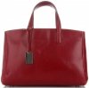 Kožené kabelka kufrík Genuine Leather červená 3239