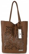 Kožené kabelka shopper bag Vittoria Gotti hnedá V577