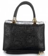 Kožené kabelka kufrík Genuine Leather čierna 214E