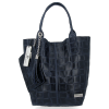 Kožené kabelka shopper bag Vittoria Gotti tmavo modrá B22