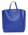 Kožené kabelka shopper bag Genuine Leather modrá 6047