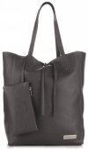 Kožené kabelka shopper bag Vittoria Gotti šedá V775
