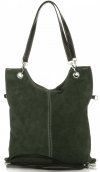 Kožené kabelka listonoška Genuine Leather fľašková zelená 517