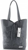 Kožené kabelka shopper bag Vittoria Gotti šedá V299F
