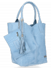Kožené kabelka shopper bag Vittoria Gotti svetlo modrá B23