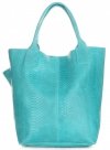 Kožené kabelka shopper bag Genuine Leather tyrkysová 777