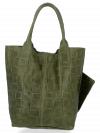 Kožené kabelka shopper bag Vittoria Gotti khaki B22