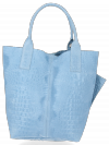 Kožené kabelka shopper bag Vittoria Gotti svetlo modrá B23