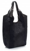 Kožené kabelka shopper bag Vera Pelle tmavo modrá 9551