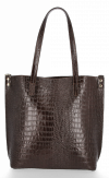 Kožené kabelka shopper bag Vittoria Gotti čokoládová VG803