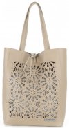 Kožené kabelka shopper bag Vittoria Gotti béžová V577