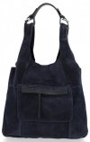 Kožené kabelka shopper bag Genuine Leather tmavo modrá 8023
