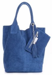 Bőr táska shopper bag Genuine Leather kék 801