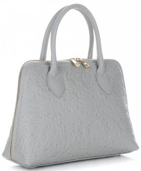 Kožené kabelka kufřík Genuine Leather světle šedá 80032