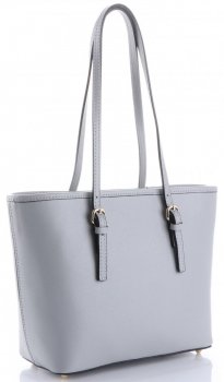 Kožené kabelka klasická Genuine Leather světle šedá 3303