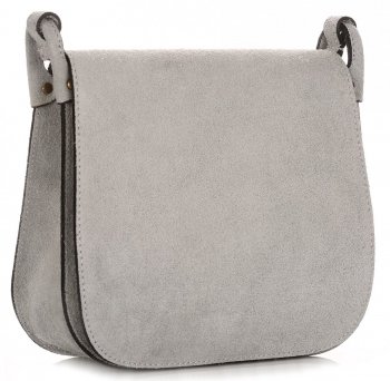 Kožené kabelka listonoška Genuine Leather světle šedá 0003