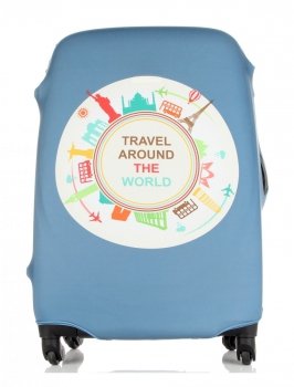 Obal na kufr Snowball M size Travel around the world modrý