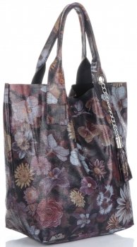 Kožené kabelka shopper bag Vittoria Gotti tmavě modrá 8298