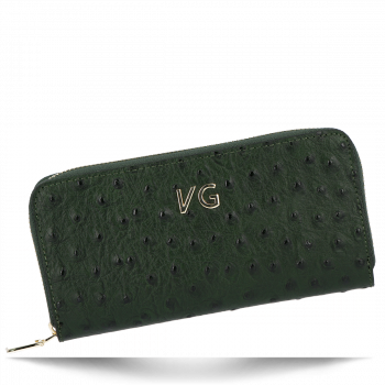 Dámská Kožená Peněženka pštrosí vzor Vittoria Gotti Made in Italy Lahvově Zelená