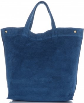 Kožené kabelka shopper bag Vera Pelle tmavě modrá A19