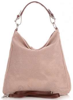 Kožené kabelka univerzální Genuine Leather pudrová růžová 17