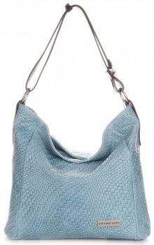 Kožené kabelka shopper bag Vittoria Gotti světle modrá V2054