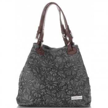 Bőr táska shopper bag Vittoria Gotti szürke V80049