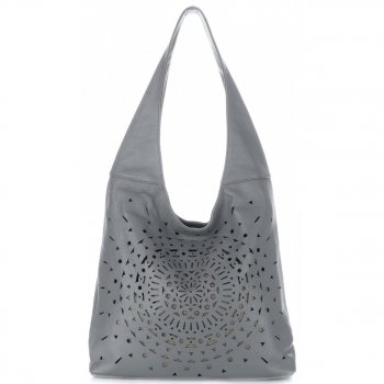 Bőr táska shopper bag Vittoria Gotti világosszürke V31