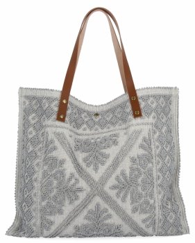 Olasz Shopper Táska Divatos Mintákkal 5887 Világosszürke