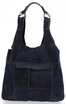 Bőr táska shopper bag Genuine Leather tengerkék 8023