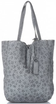 Bőr táska shopper bag Vittoria Gotti világosszürke VL299