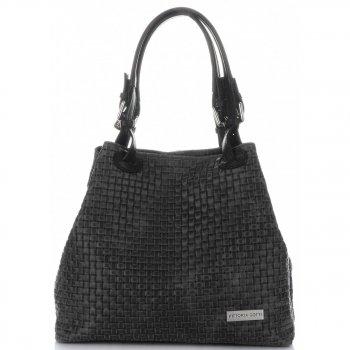 Bőr táska shopper bag Vittoria Gotti grafit V80047