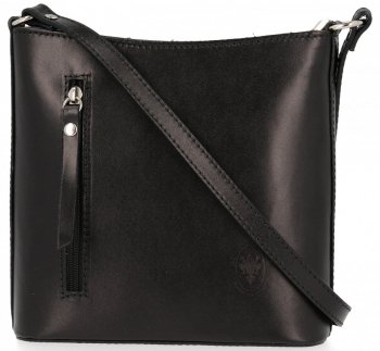 Klasyczna Torebka Listonoszka Skórzana Genuine Leather Pelle Czarna