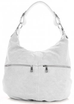 Uniwersalna Torebka Skórzana Genuine Leather Jasny Beż