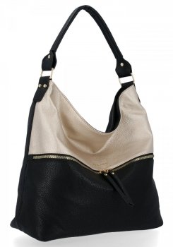 BEE BAG Stylowa Uniwersalna Torebka Damska XL Zelia Czarna/Złota