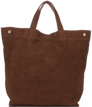 Włoski Skórzany Shopper XL firmy Vera Pelle Brązowy