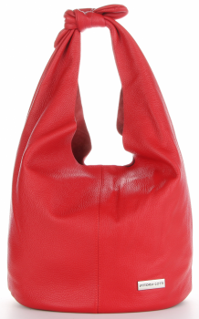 Vittoria Gotti Made in Italy Modny Shopper XL z Kosmetyczką Uniwersalna Torba Skórzana na co dzień Czerwona