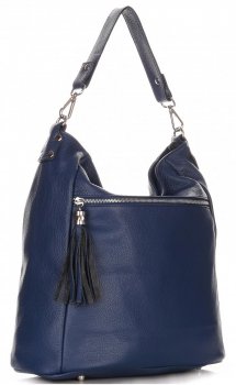 Uniwersalna Torebka Skórzana Genuine Leather Granatowa