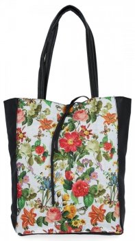 Torebka Damska XL Shopper Bag w Kwiaty firmy Hernan HB0253K Czarna/Różowa