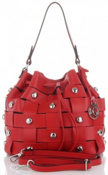 Vittoria Gotti Modna Torebka Skórzana Unikatowy Shopper Made in Italy Czerwona