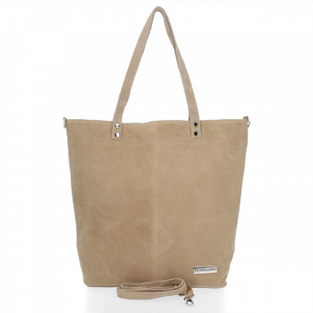 Uniwersalna Torebka Skórzana Shopper Bag firmy Vittoria Gotti Beżowa