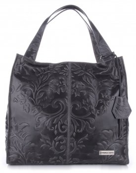 VITTORIA GOTTI Made in Italy Duża Torba Skórzana XXL w Tłoczone Wzory Szara