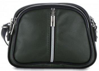 Listonoszki skórzane Genuine Leather 3 przegrody Butelkowa Zieleń