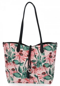 Modna Torebka Damska Shopper Bag w Kwiaty David Jones 6755-2 Różowa