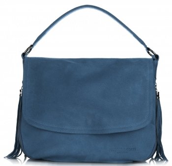 Torebki Listonoszki Skórzane Vittoria Gotti Niebieska - Jeans