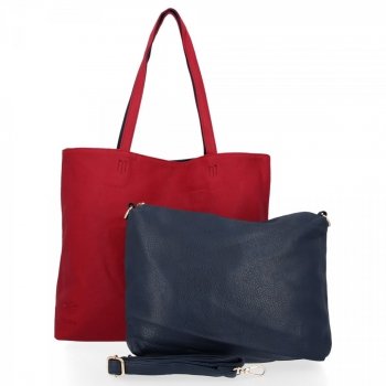 BEE BAG Torebki Damskie 2 w 1 Shopper z Listonoszką Grace Czerwona/Granat