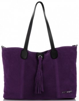 Torebka Skórzana marki Vittoria Gotti Modny Shopper Made in Italy Fioletowa