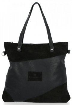 Roberto Ricci Firmowe Torebki Damskie Shopper w rozmiarze XL Zamsz Naturalny/Skóra Eko Czarna