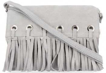 Vittoria Gotti Made in Italy Rewelacyjna Listonoszka Skórzana w stylu Boho Jasno Szara